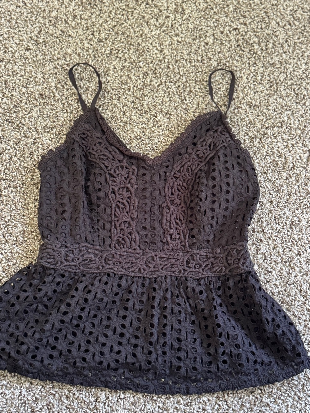Japna Black Lace Eyelet Camisole Top